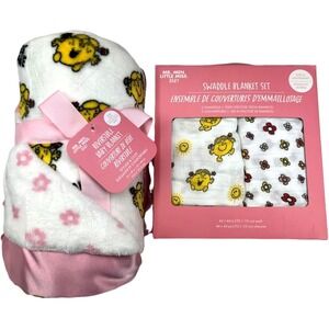 JuJuBe Little Miss Sunshine Baby Girl Blanket Lot Bamboo Swaddle Plush Satin NWT